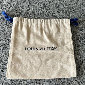 Louis Vuitton Cream Drawstring Dust Bag with Blue Ties